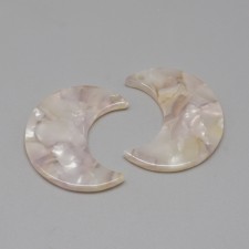 2pc  - Moon Resin Cabochon Flatback  Pendants, 29.5x24.5mm - Grey