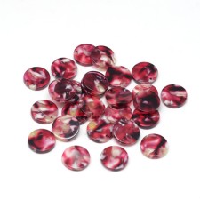 2pc  20mm Resin Cabochon Flatback  Pendants, Round  - Red Marble