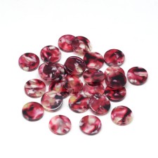 2pc  - Resin Cabochon Flatback  Pendants, 20mm Round  - Red Marble