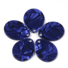2pc  - Teardrop Resin Cabochon Flatback  Pendants, 28x22mm - Dark Blue Swirl