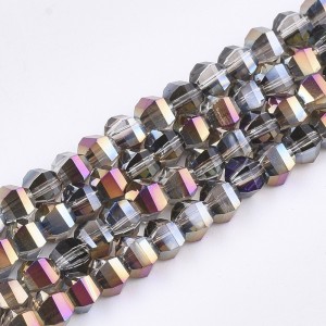 4x3.5mm Faceted Round Electroplated Glass Strand