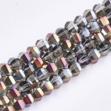 4x3.5mm Faceted Round Electroplated Glass Strand AB
