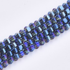 4x3.5mm Faceted Round Electroplated Glass Strand - AB Blue