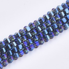 4x3.5mm Faceted Round Electroplated Glass Strand - Blue