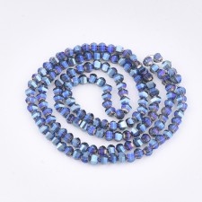 4x3.5mm Faceted Round Electroplated Glass Strand - Blue