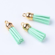 10pc Faux Suede Tassels 35x10mm - Light Green