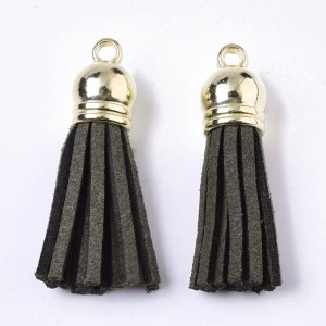 10pc Faux Suede Tassels 35x10mm - Olive