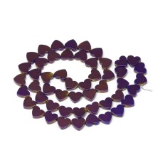 1 Strand Non-magnetic Plated color Hematite Heart Beads 8x7mm - Purple