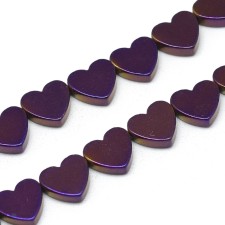  Hematite Heart Beads Non-magnetic Plated color 8x7mm - Purple