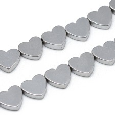 Hematite Heart Beads Non-magnetic Plated color 8x7mm - Silver