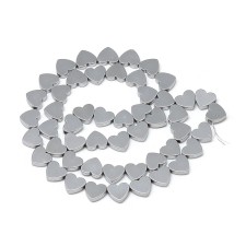 1 Strand Non-magnetic Plated color Hematite Heart Beads 8x7mm - Silver