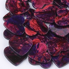 2pc  - Resin Cabochon Flatback  Pendants, 25x22mm Hearts - Red Swirl