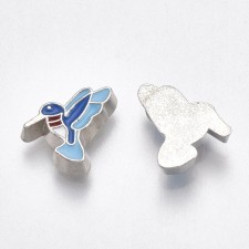 6pc Enamel Hummingbird Charm Pendant 9x7mm