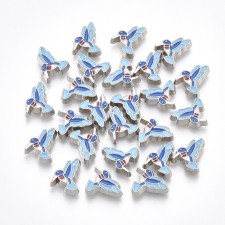 6pc Enamel Hummingbird Charm Pendant 9x7mm
