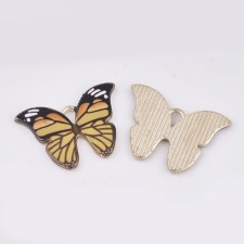 Enamel Butterfly Charm Pendant 22x15mm- Monarch - 4pcs