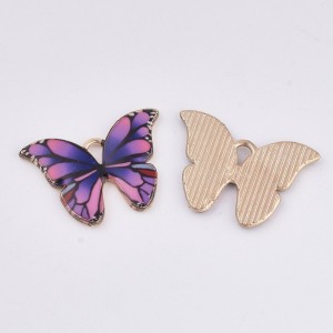 4pc Large Enamel Butterfly Charm Pendant 22x15mm- Purple
