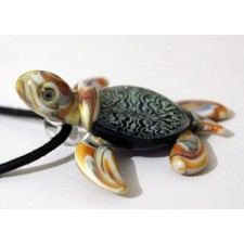 Artist Lampwork Turtle with Dichro