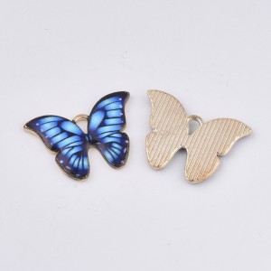 4pc Large Enamel Butterfly Charm Pendant 22x15mm- Blue