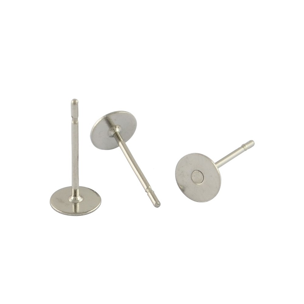 Earring Flat Studs - Silver Plated Lead Free - 12mm (Pack of 20)