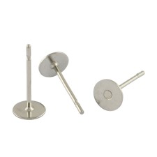 Earring Flat Studs - Stainless Steel - 8mm x 12mm (Pack of 50)