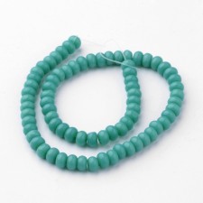 Glass Beads Strands, 6x4mm Rondelle, Dyed, Dark Cyan