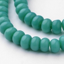 Glass Beads Strands, 6x4mm Rondelle, Dyed, Dark Cyan