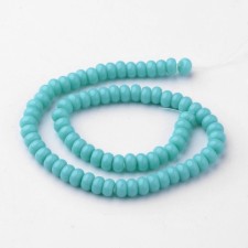 Glass Beads Strands, 6x4mm Rondelle, Dyed, Medium Turquoise