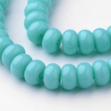 Glass Beads Strands, 6x4mm Rondelle, Dyed, Medium Turquoise