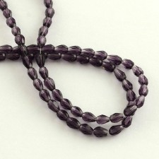 Transparent Glass Bead Strands, Faceted, Drop, 5x3mm - Purple