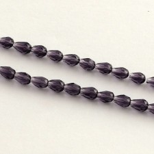 Transparent Glass Bead Strands, Faceted, Drop, 5x3mm - Purple