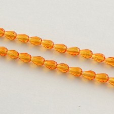 Transparent Glass Bead Strands, Faceted, Drop, 5x3mm - Dark Orange