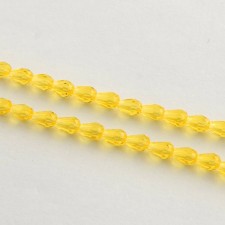Transparent Glass Bead Strands, Faceted, Drop, 5x3mm - Yellow