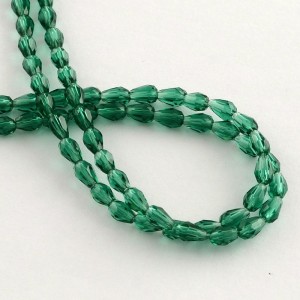 Transparent Glass Bead Strands, Faceted, Drop, 5x3mm - Teal