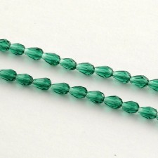 Transparent Glass Bead Strands, Faceted, Drop, 5x3mm - Teal