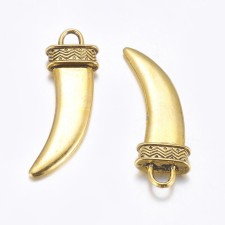 2pc Gold Tone Bear Tooth Pendant 42x13mm