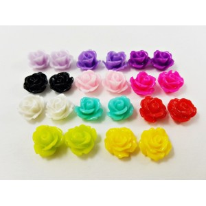 22pc Resin Flatback Roses 10mm Mixed Color