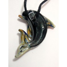 Artist Lampwork Blue Dolphin with Dichro