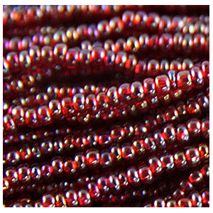 Preciosa Czech Seed Beads SILVERLINED 11/0 - AB Rainbow Red (Full Hank)
