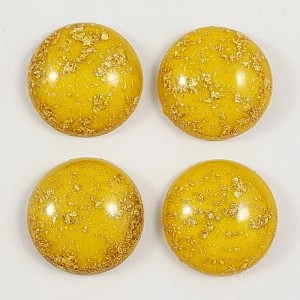 10pc  - Gold Foil Resin Cabochon Flatback Embellishments 18mm round - Lemon Drop
