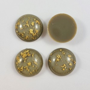 10pc  - Gold Foil Resin Cabochon Flatback Embellishments 18mm round - Grey