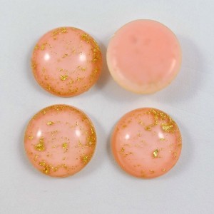 10pc  - Gold Foil Resin Cabochon Flatback Embellishments 18mm round - Pink