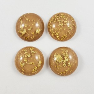 10pc  - Gold Foil Resin Cabochon Flatback Embellishments 18mm round - Tan