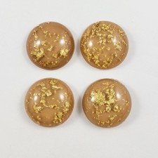 10pc  - Gold Foil Resin Cabochon Flatback Embellishments 18mm round - Tan