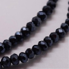 12" Strand 150pc Aprox - 3x2mm Pearl Lustre Black Faceted Rondelle Beads