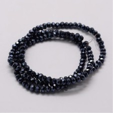 12" Strand 150pc Aprox - 3x2mm Pearl Lustre Black Faceted Rondelle Beads