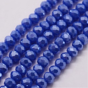 12" Strand 150pc Aprox - 3x2mm Pearl Lustre Med Blue Faceted Rondelle Beads