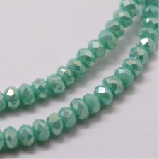 12" Strand 150pc Aprox - 3x2mm Rainbow Plated Sea Green Faceted Rondelle Beads
