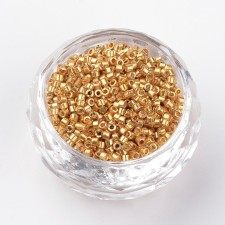 Metallic Goldenrod Glass Barrel Seed Beads 10g bag