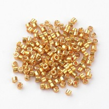 Metallic Goldenrod Glass Barrel Seed Beads 10g bag