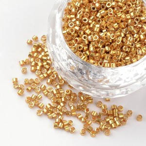 Metallic Goldenrod Glass Barrel Seed Beads 10g bag